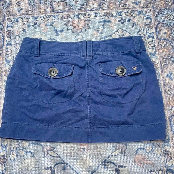 American Eagle y2k 2000s blue cotton mini skirt with pockets SZ 8 - Picture 3 of 7
